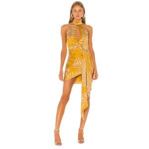 Camila Coelho Yellow Leaf Print Mini Dress